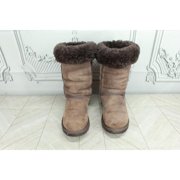 UGG Australia Classic Tall 5815 Brown Suede Shearling Lined Winter Boots Size 7 - Picture 5 of 9